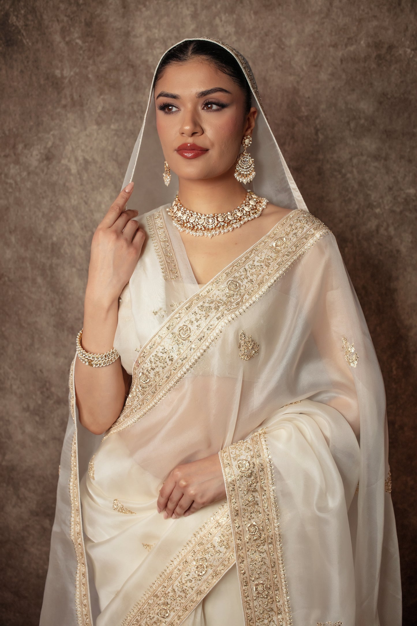 Luxury Organza Zardozi Embroidery Sari W/Organza Dupatta EZ024