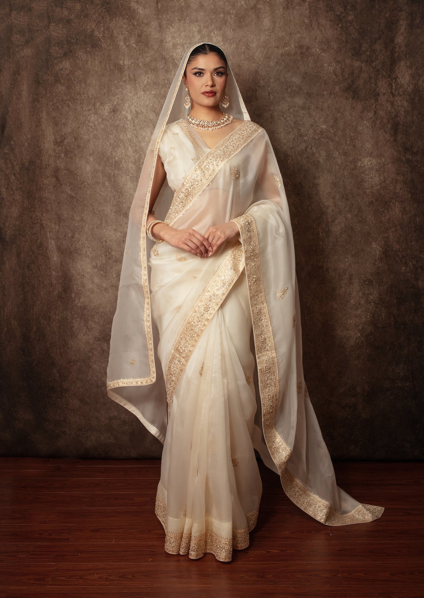 Luxury Organza Zardozi Embroidery Sari W/Organza Dupatta EZ024