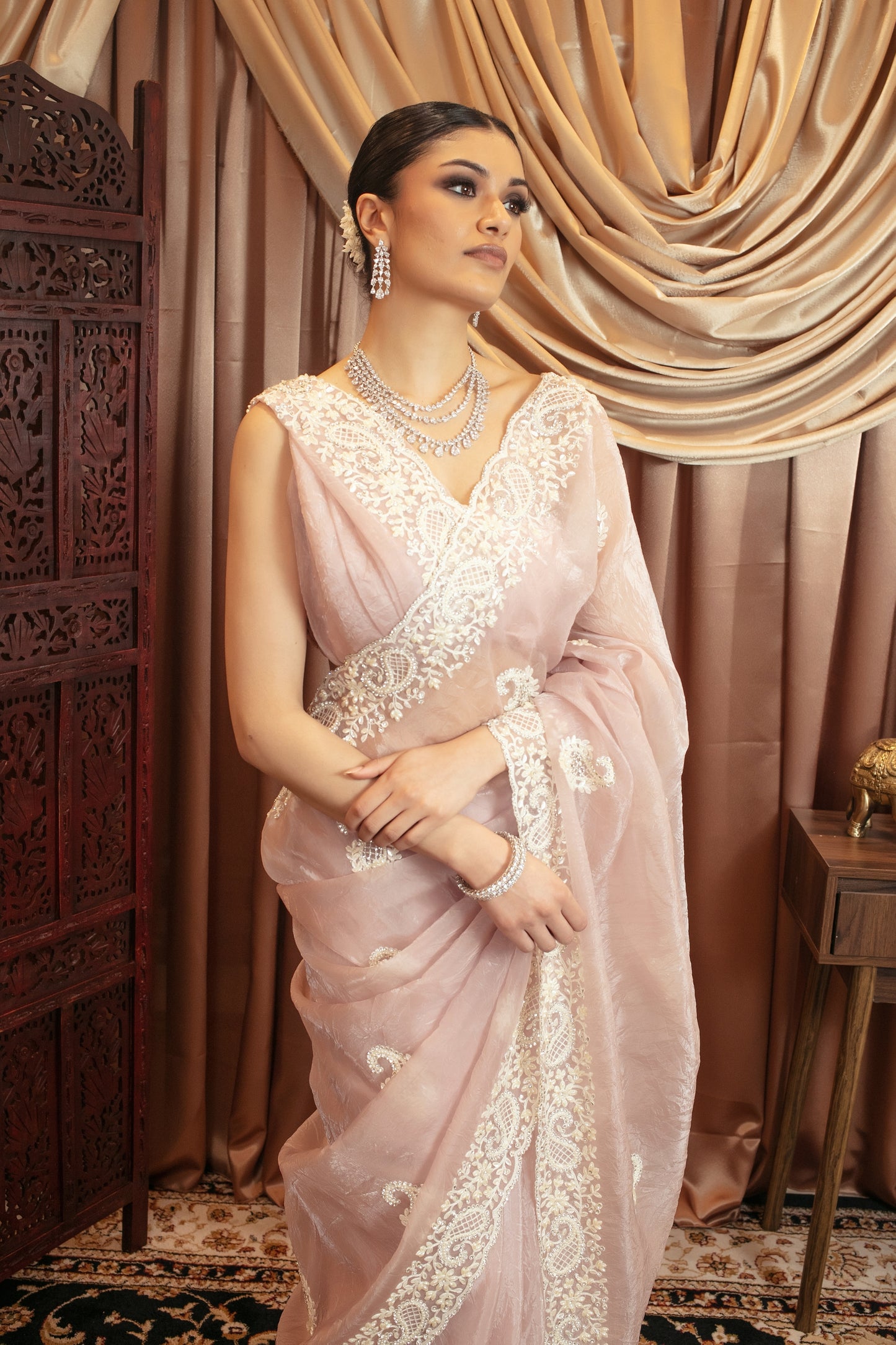 Premium Organza Diamante & Beadwork Embroidery Sari 474 GC0108
