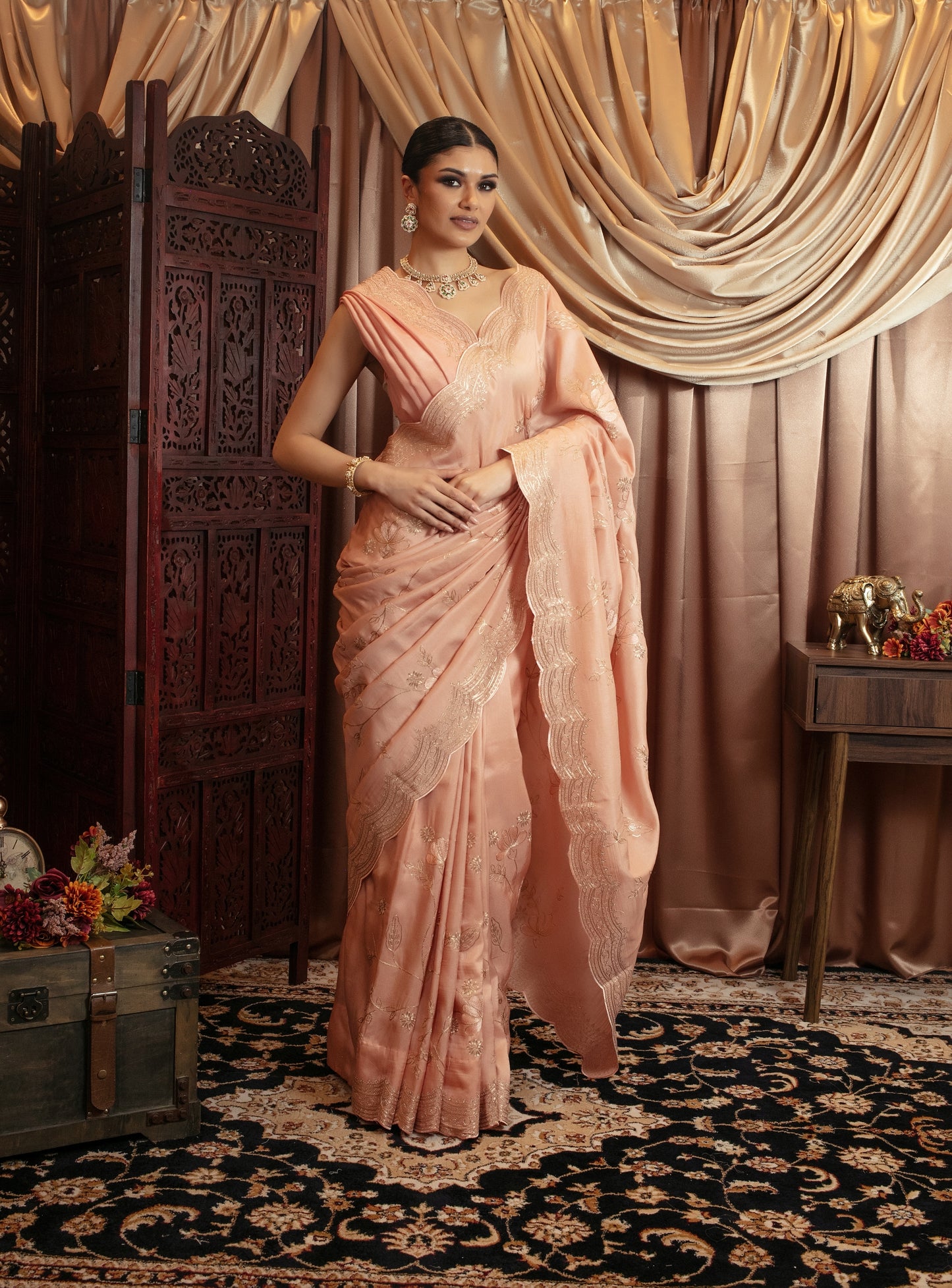 Premium Viscose Silk Pitta Embroidery Sari SR5339 N0100