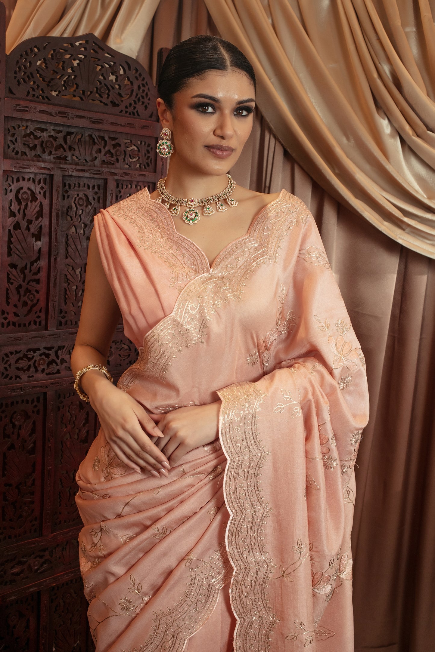 Premium Viscose Silk Pitta Embroidery Sari SR5339 N0100