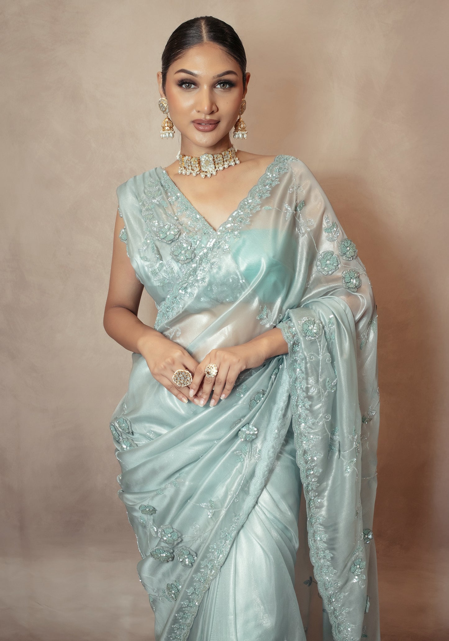 Luxury Organza Net Beadwork & Sequin Embroidery Sari NC0103