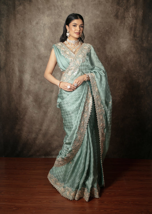 Signature Silk Gota & Beadwork Embroidery Sari NC0113