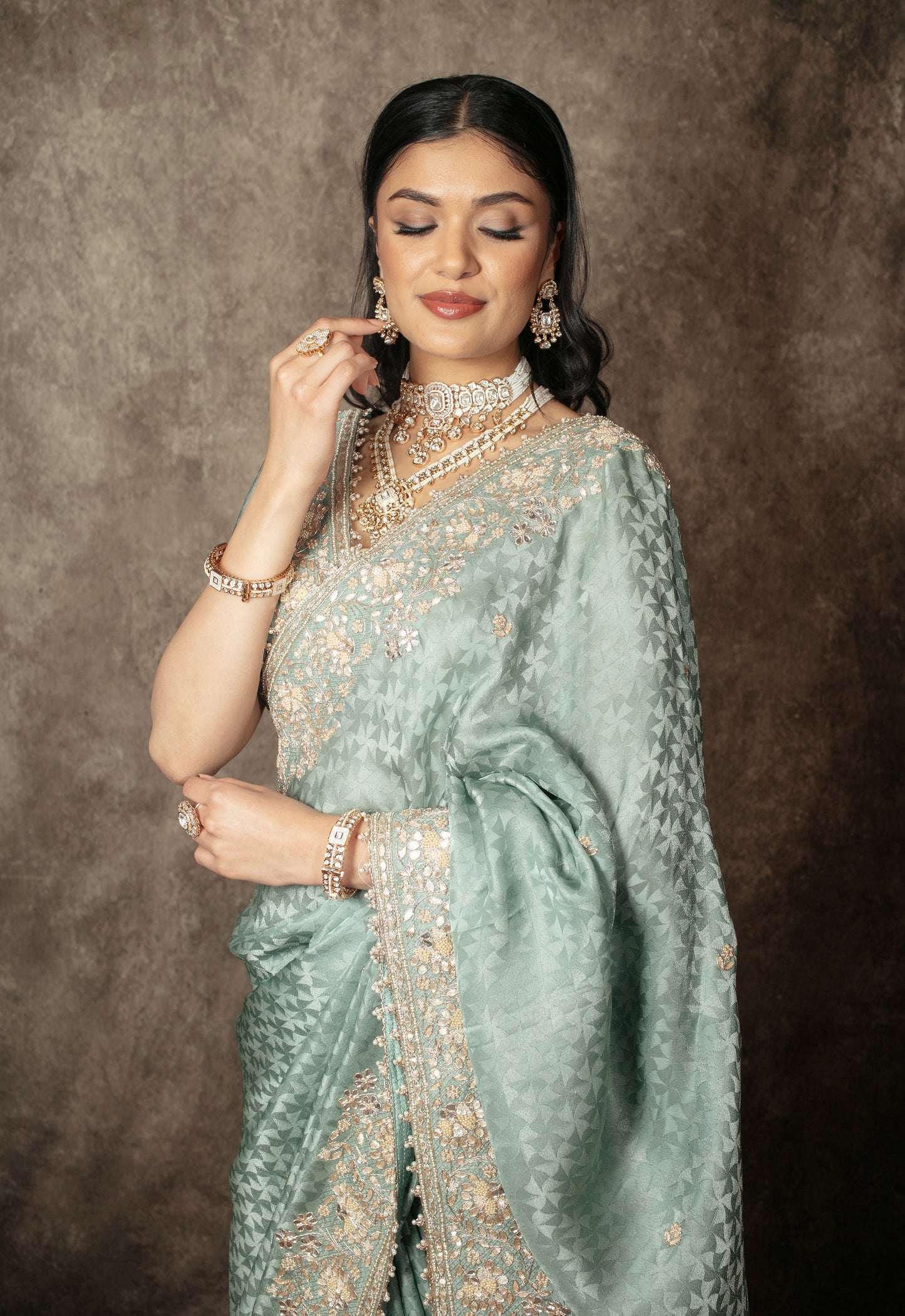 Signature Silk Gota & Beadwork Embroidery Sari NC0113