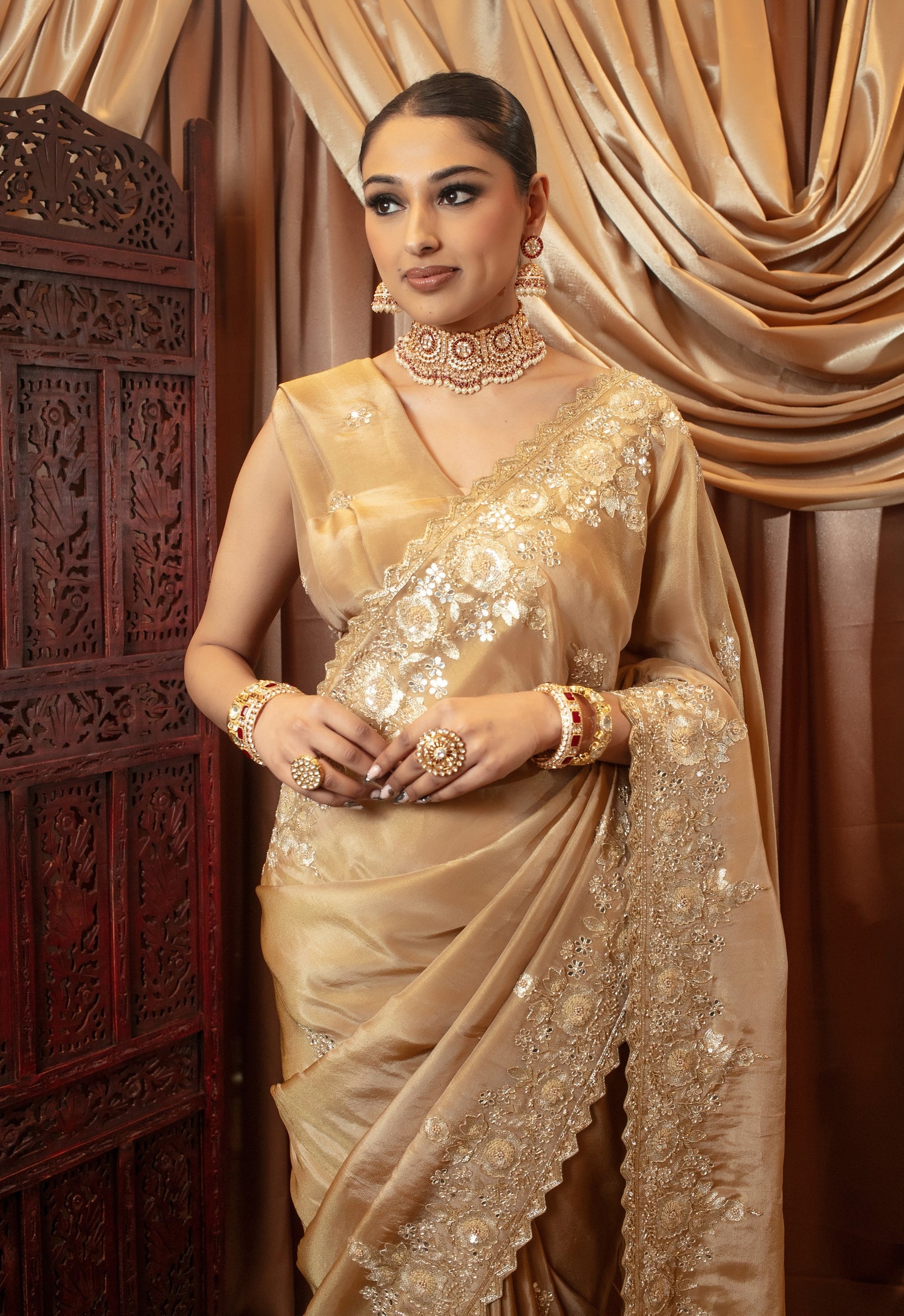 Signature Tissue Silk Beadwork & Sequin Embroidery Sari SE001