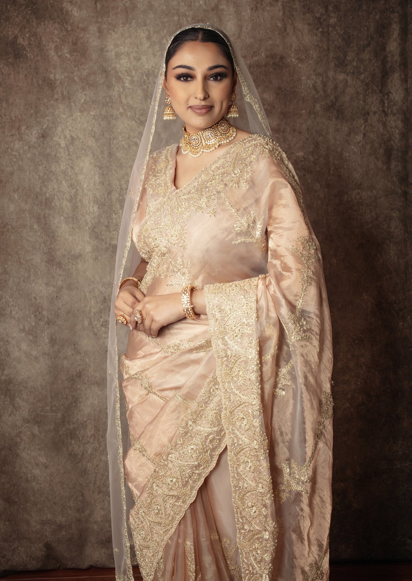 Heritage Pure Tissue Silk Zardozi Embroidery Sari W/Dupatta SE044