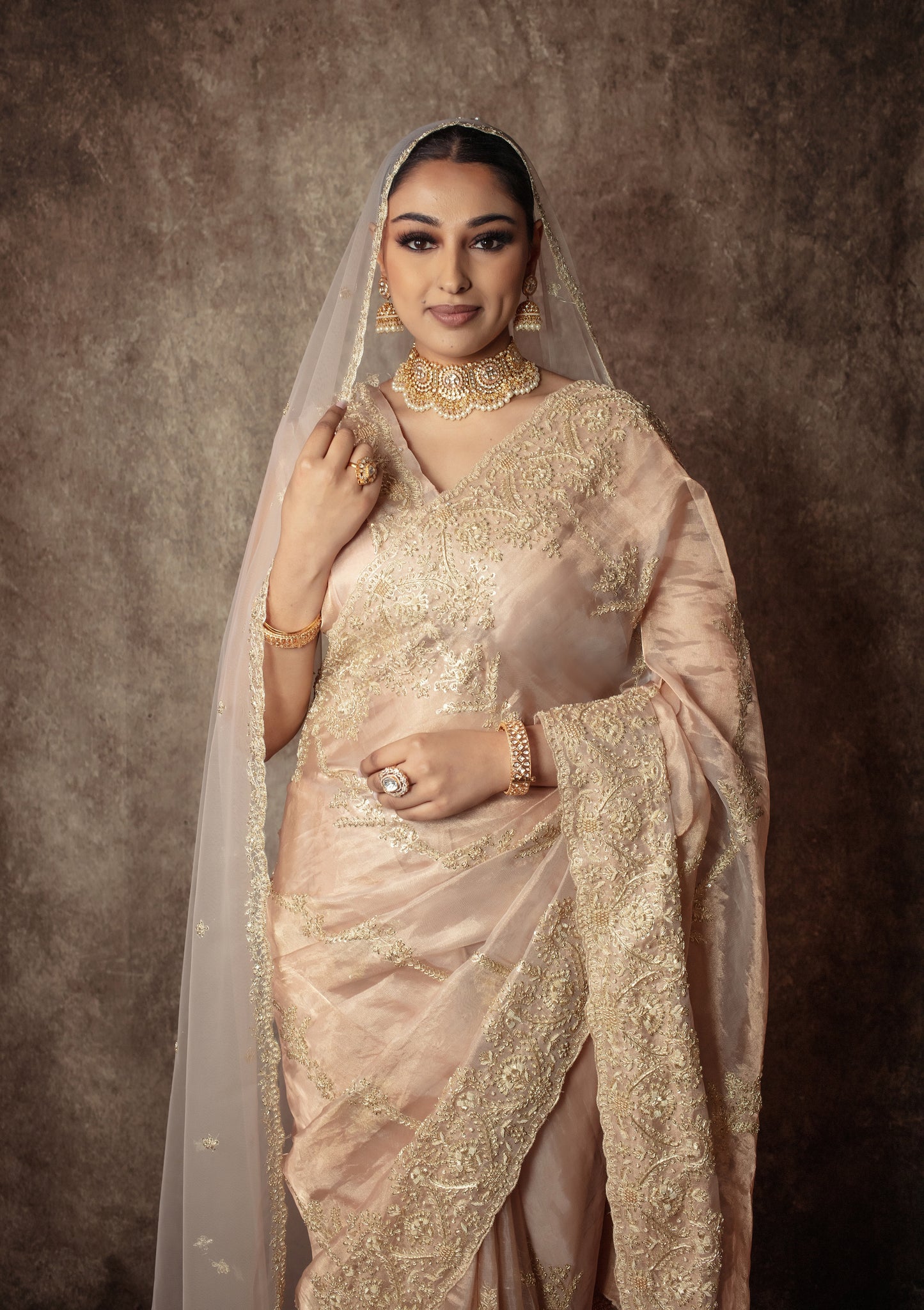 Heritage Pure Tissue Silk Zardozi Embroidery Sari W/Dupatta SE044