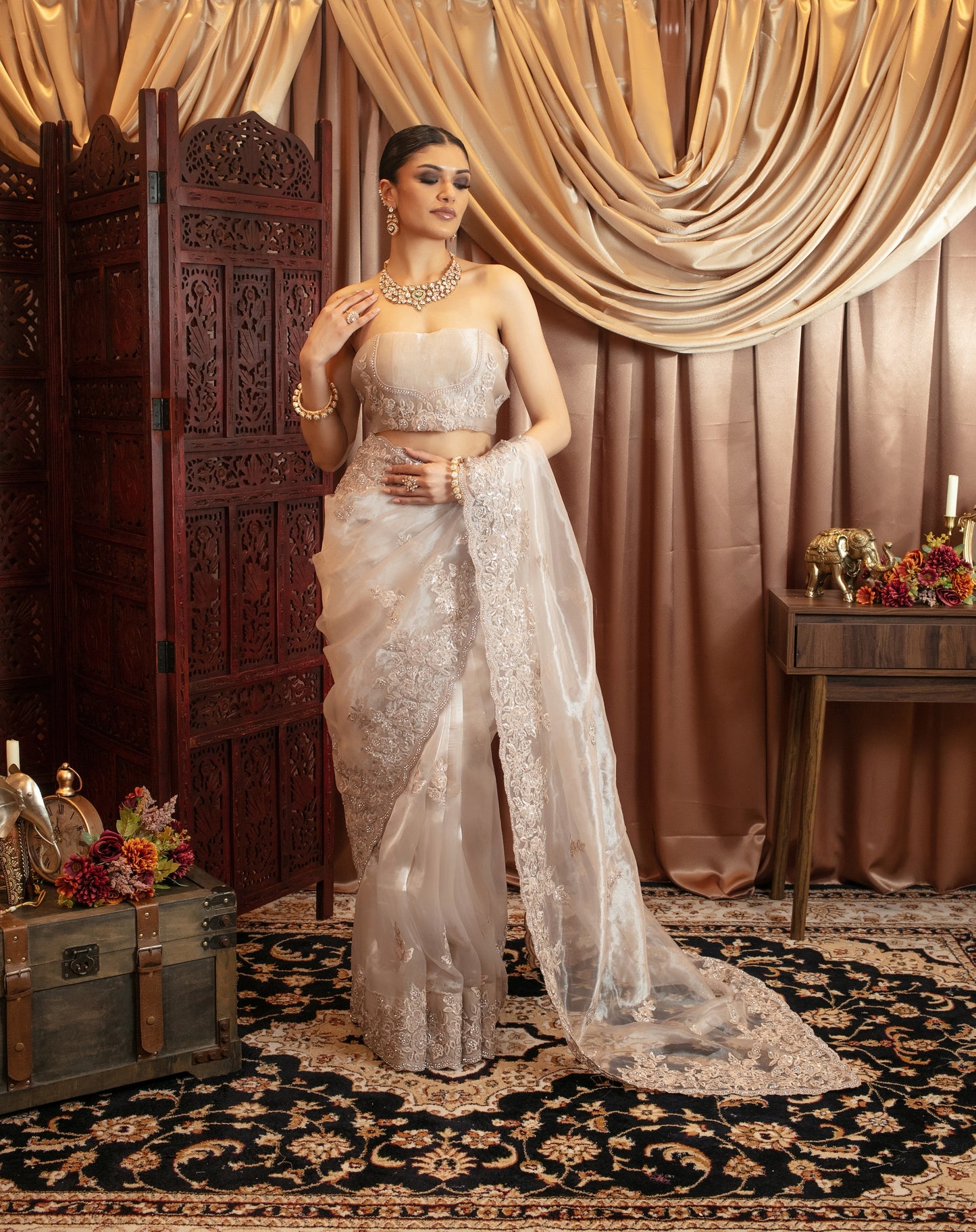 Premium Tissue Silk Sequin & Beadwork Embroidery Sari VC0110
