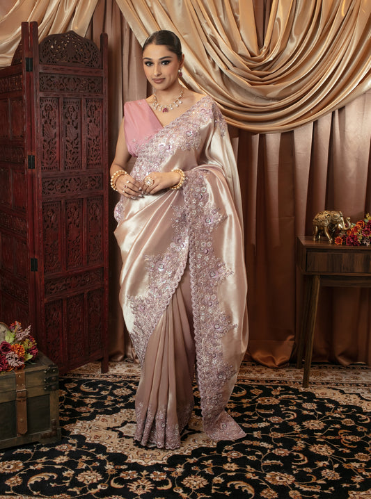 Luxury Viscose Silk Diamante & Threadwork Embroidery Sari 7244 VC0111