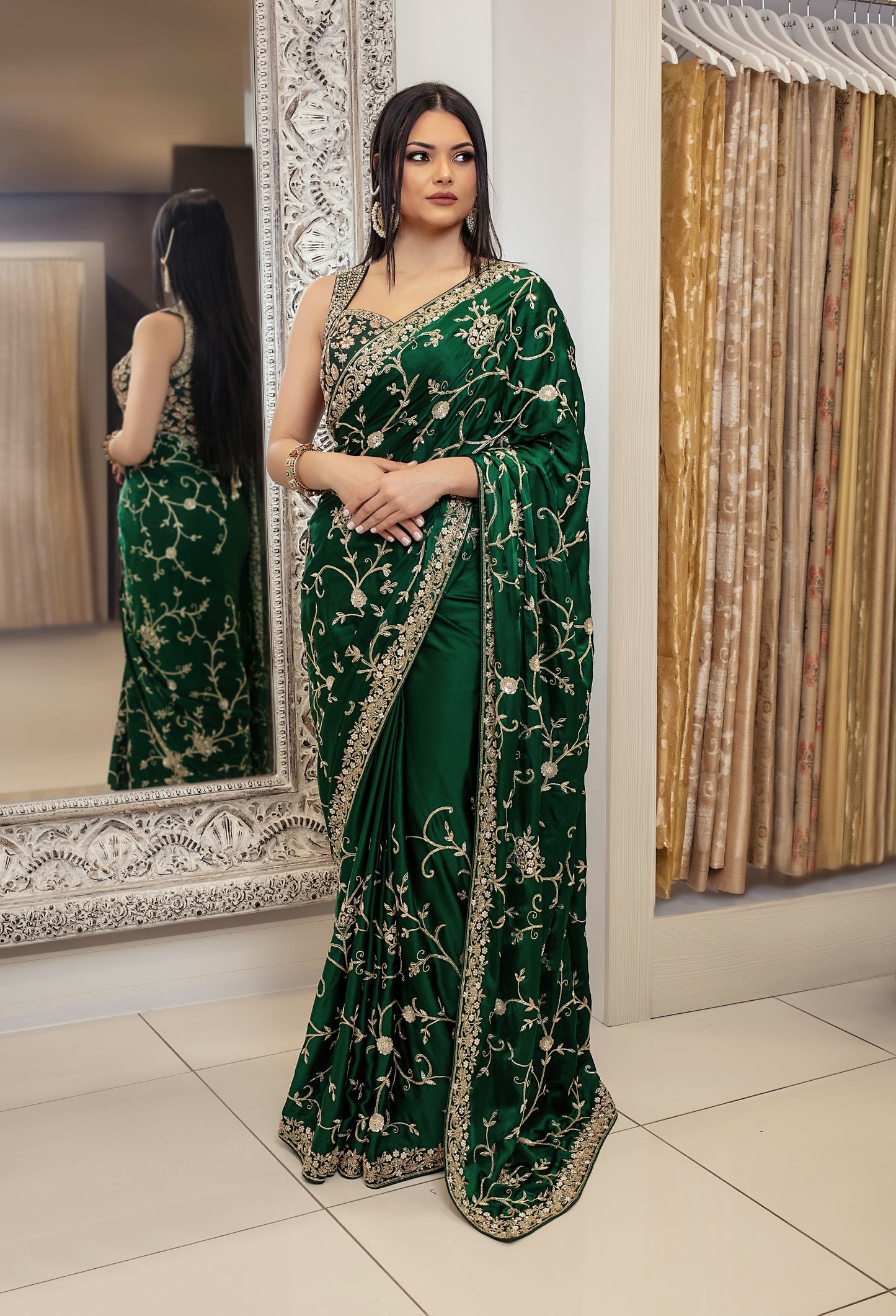 Luxury Crepe Silk Beadwork Sari DF120