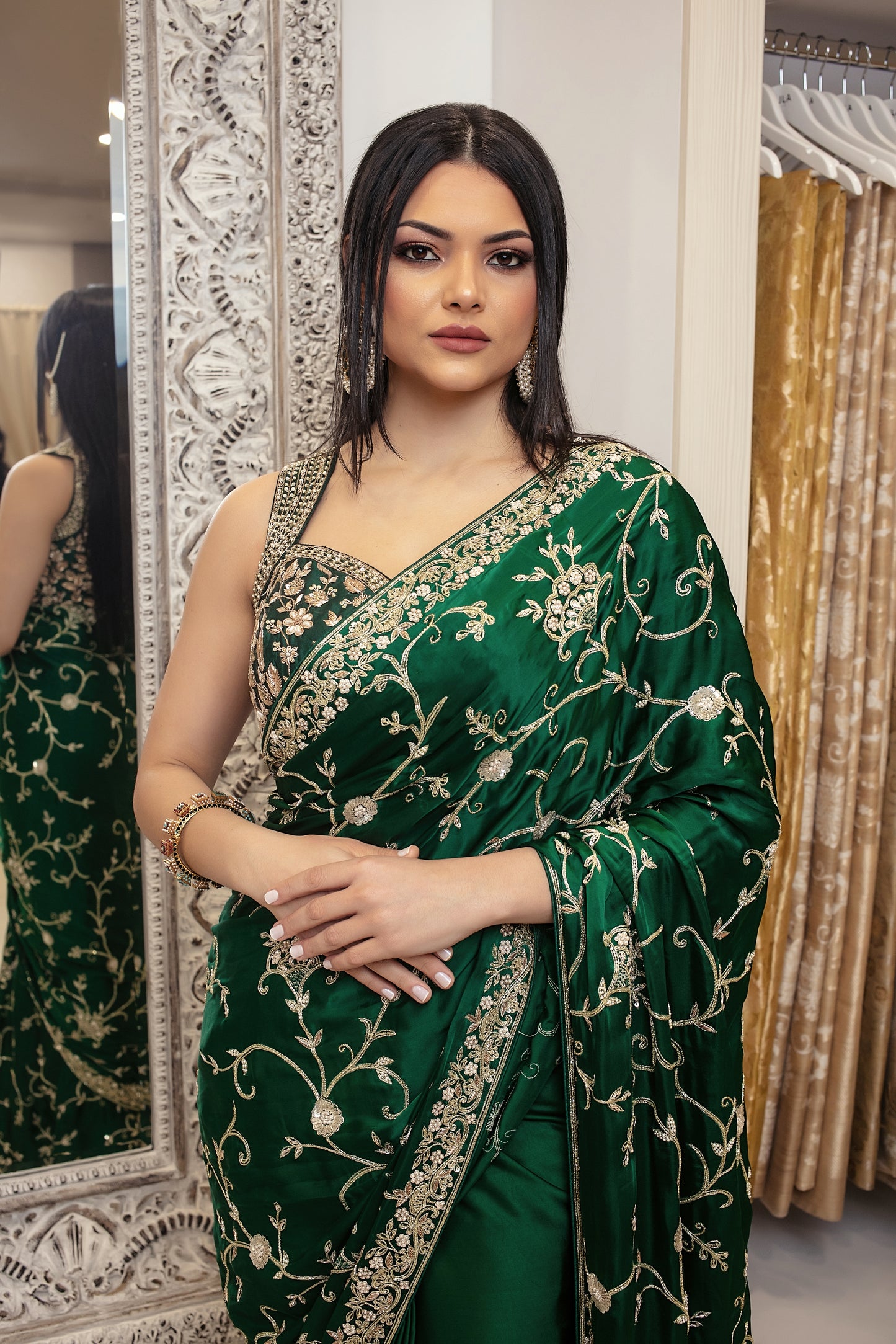 Luxury Crepe Silk Beadwork Sari DF120